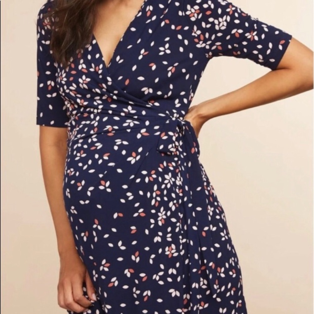 Maternity Blue Multi Wrap Dress